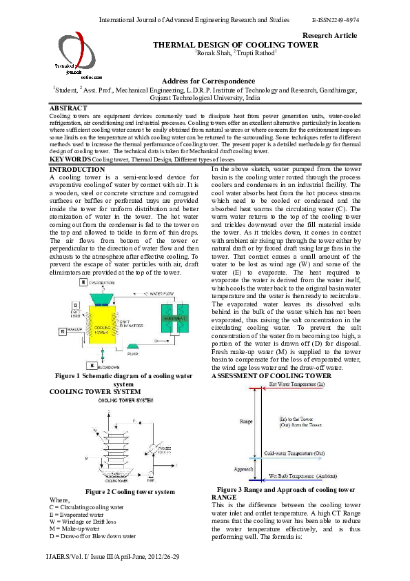 (PDF) THERMAL DESIGN OF COOLING TOWER Ryan Ahn Academia.edu