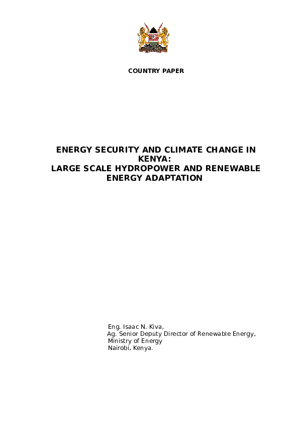 (DOC) ENERGY SECURITY AND CLIMATE CHANGE IN KENYA: LARGE SCALE ...