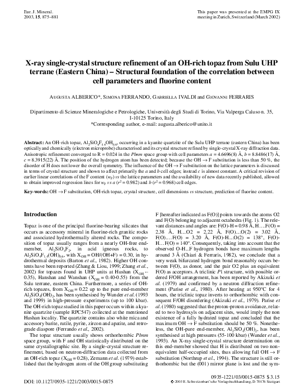 (PDF) X-ray single-crystal structure refinement of an OH-rich topaz ...