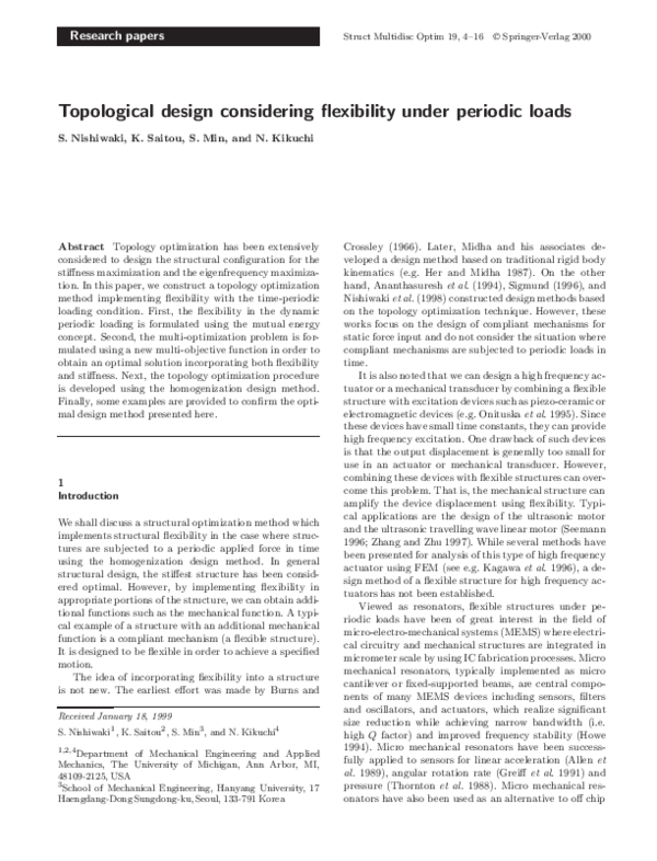 (PDF) Topological design considering flexibility under periodic loads