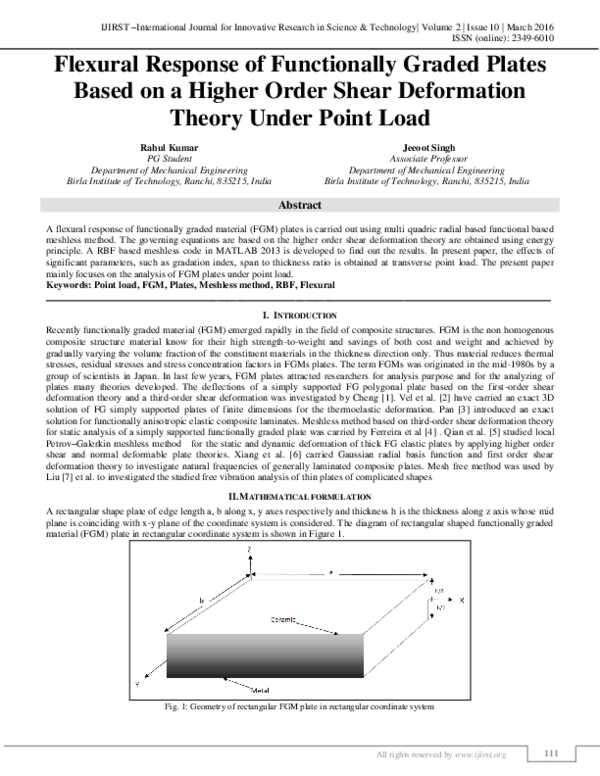 (PDF) Flexural Response of Functionally Graded Plates Based on a Higher ...