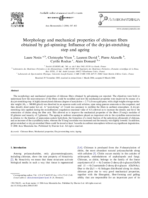 (PDF) Morphology and mechanical properties of chitosan fibers obtained ...