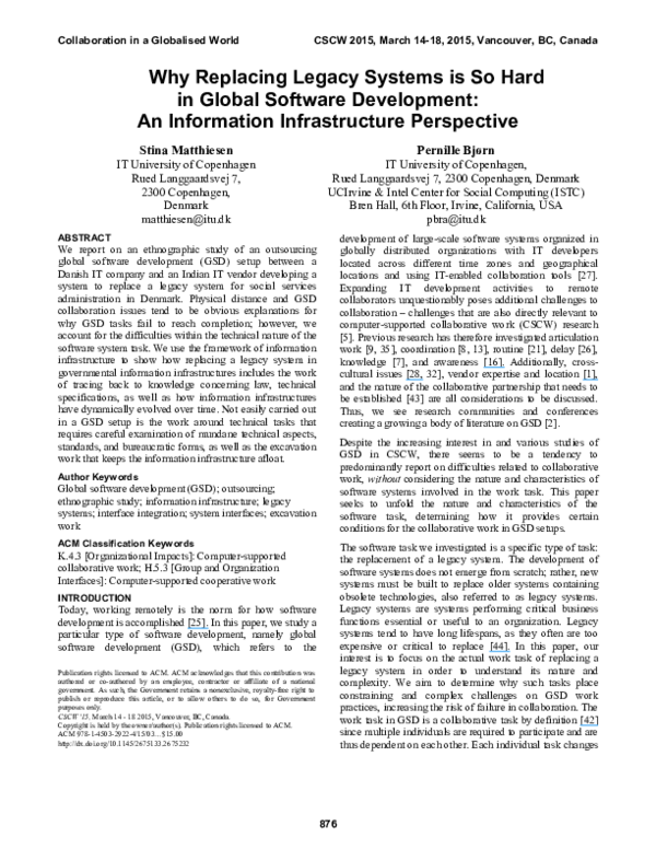 (PDF) Why Replacing Legacy Systems Is So Hard in Global Software ...