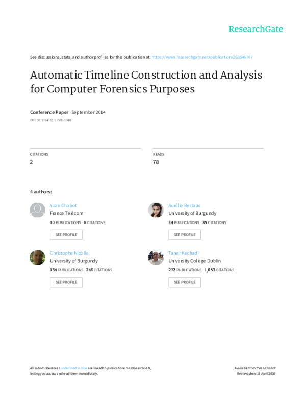 (PDF) Automatic Timeline Construction and Analysis for Computer ...