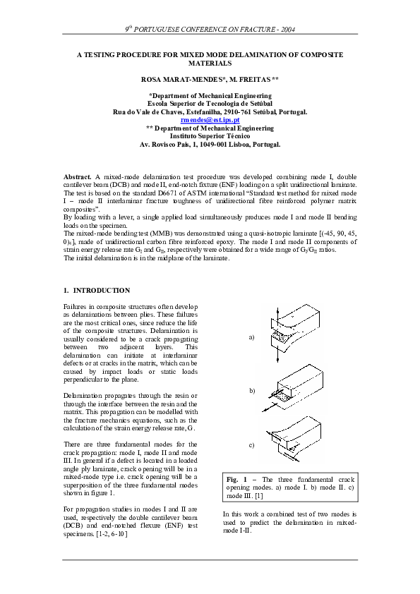 (PDF) A Testing Procedure for Mixed Mode Delamination of Composite