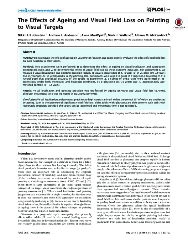 (PDF) The Effects of Ageing and Visual Field Loss on Pointing to Visual ...