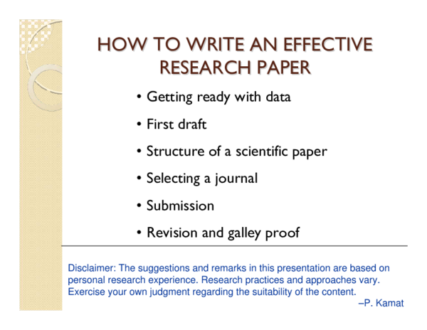(PDF) How To Write An Effective Research Paper