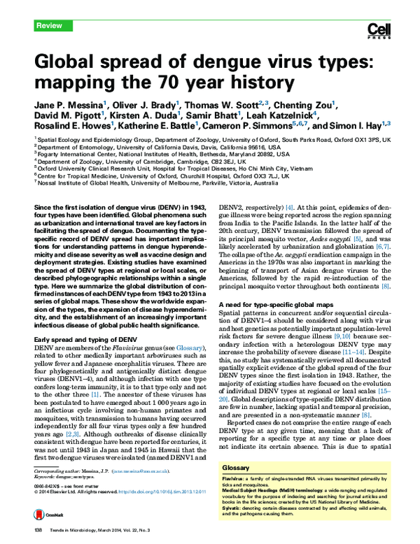 (PDF) Global spread of dengue virus types: mapping the 70 year history