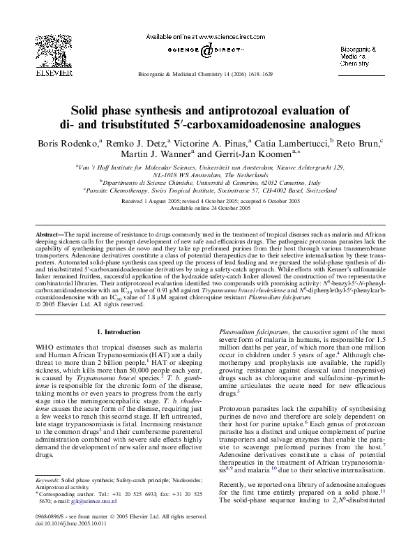 (PDF) Solid phase synthesis and antiprotozoal evaluation of di- and ...