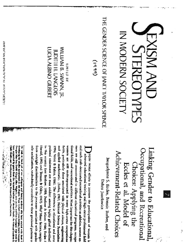 Sexism and Stereotypes in Modern Society: The Gender Science of Janet Taylor Spence