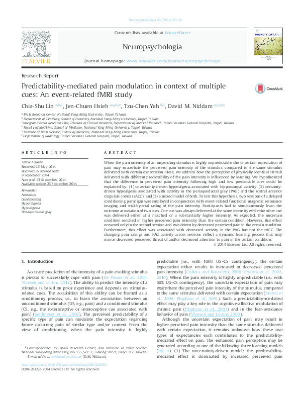 Pain modulation pathway picture