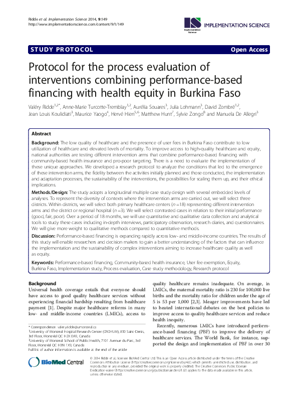 (PDF) Protocol for the process evaluation of interventions combining ...