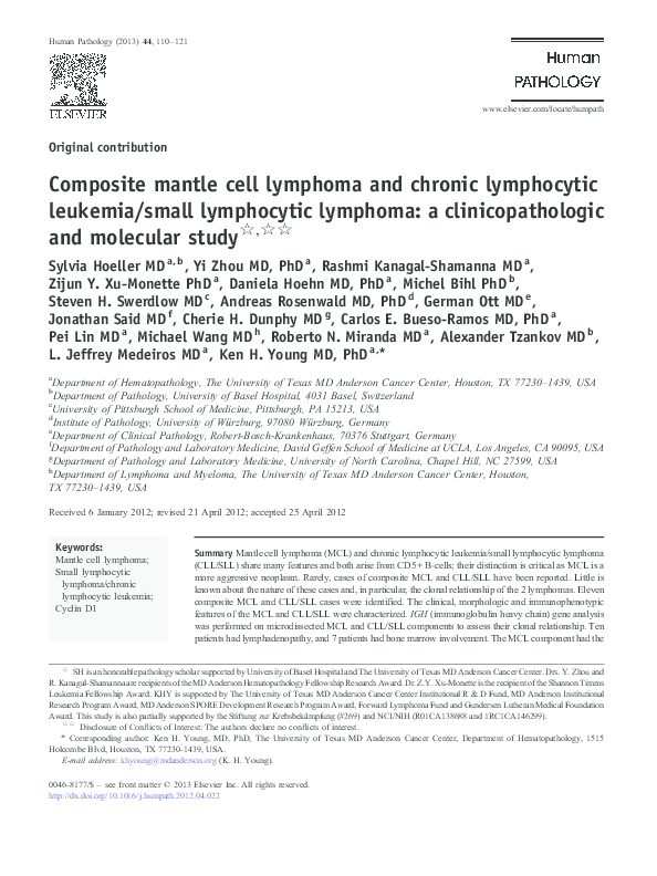 (PDF) Composite mantle cell lymphoma and chronic lymphocytic leukemia ...