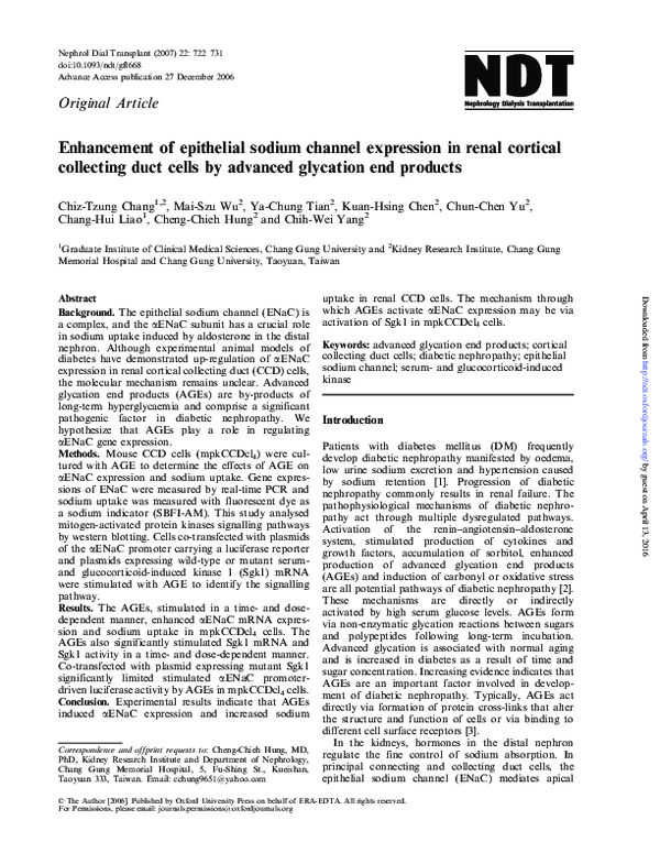 (PDF) Enhancement of epithelial sodium channel expression in renal ...