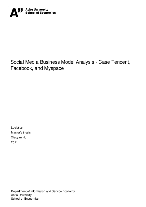 Social Media Business Model Analysis -Case Tencent, Facebook, and ...