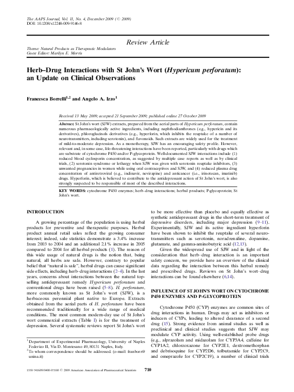 (PDF) HerbDrug Interactions with St John’s Wort (Hypericum perforatum