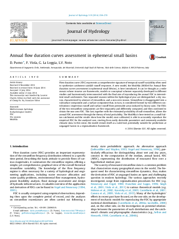 (PDF) Annual flow duration curves assessment in ephemeral small basins