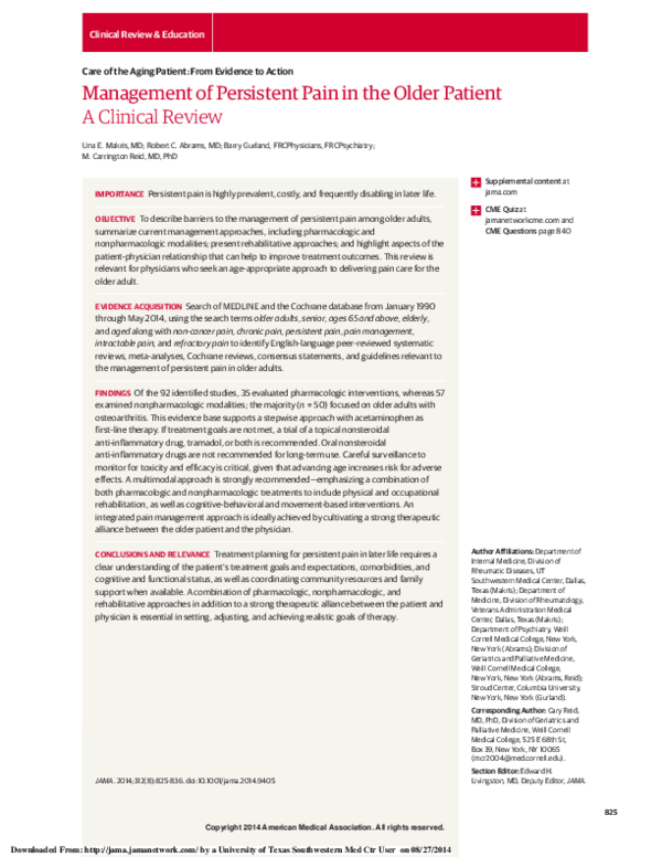 (PDF) Management of Persistent Pain in the Older Patient