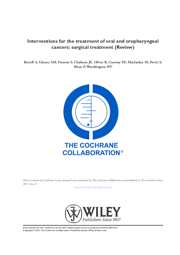 (PDF) Interventions for the treatment of oral and oropharyngeal cancers ...