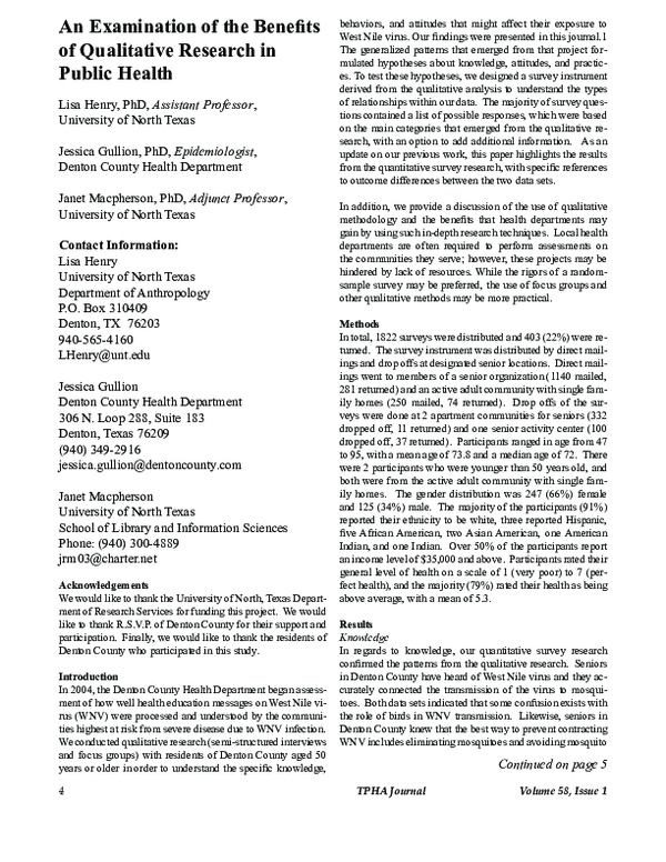 (PDF) An examination of the benefits of qualitative research in public ...