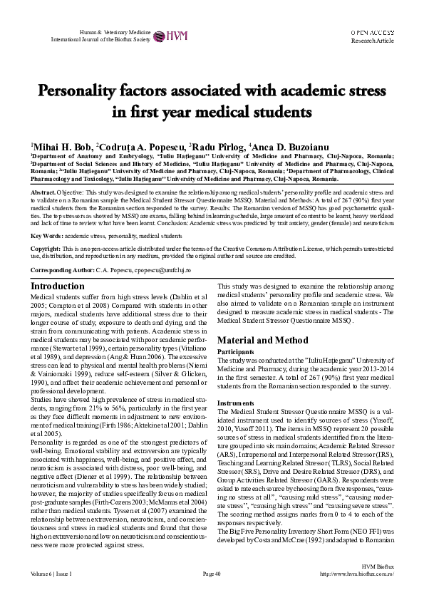 (PDF) Personality factors associated with academic stress in first year ...