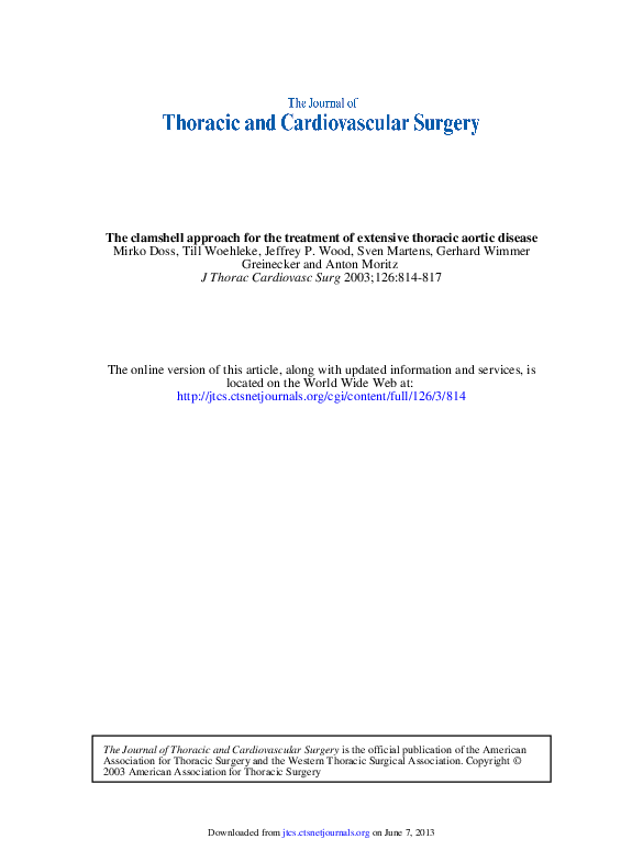 (PDF) The clamshell approach for the treatment of extensive thoracic