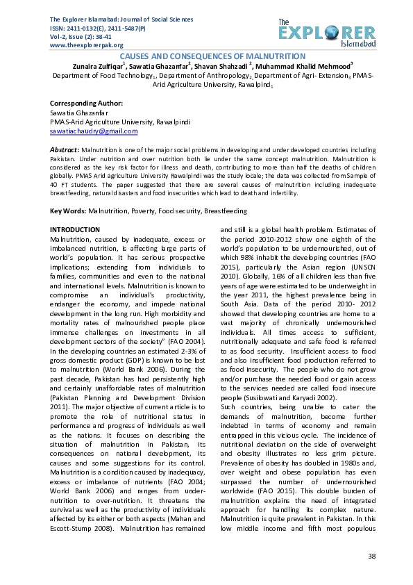 (PDF) CAUSES AND CONSEQUENCES OF MALNUTRITION