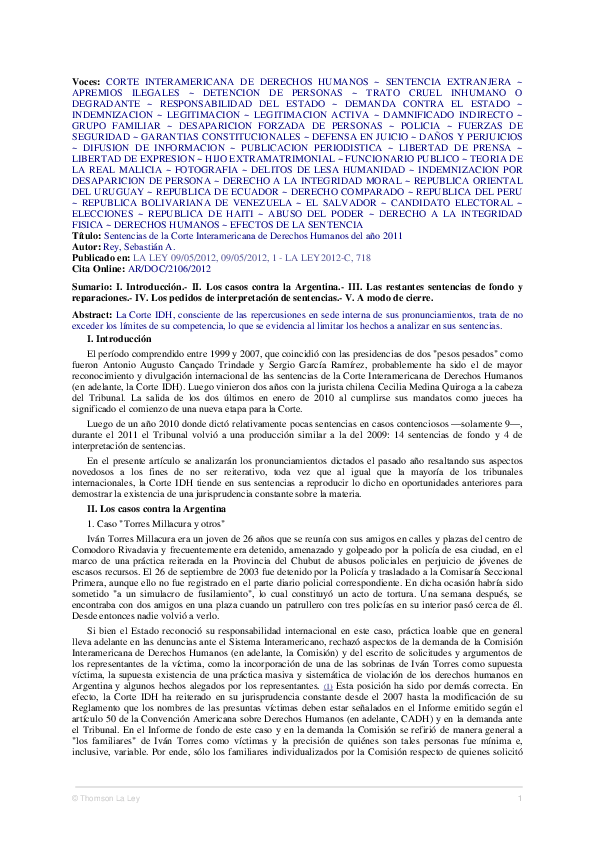(PDF) Sentencias de la Corte Interamericana de Derechos Humanos del año