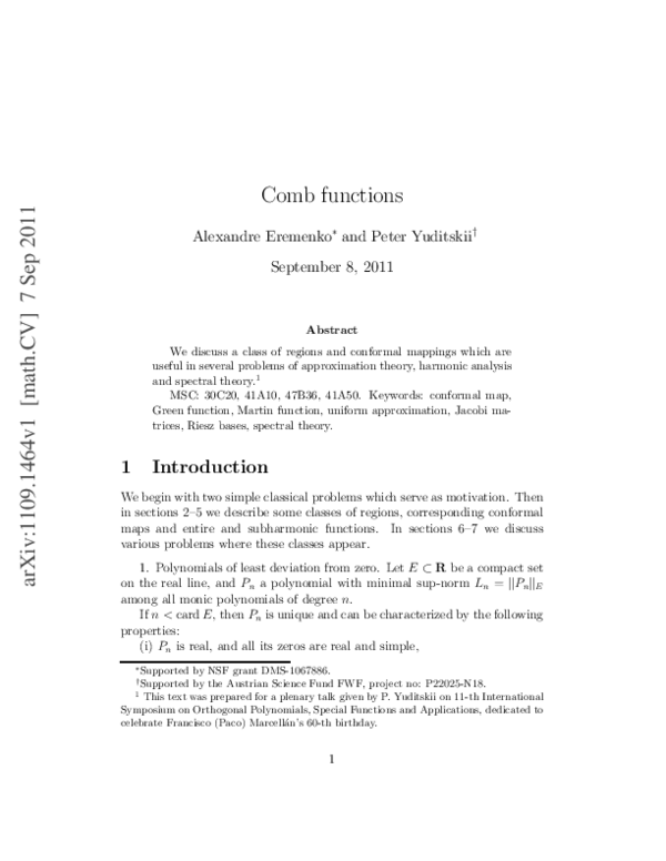 (PDF) Comb functions