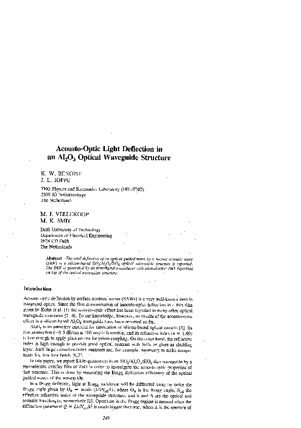 (PDF) Acoustooptic light deflection in an Al 2 O 3 optical waveguide