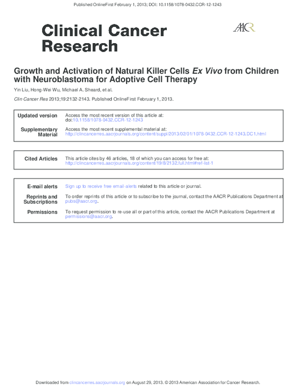 (PDF) Growth and Activation of Natural Killer Cells Ex Vivo from ...