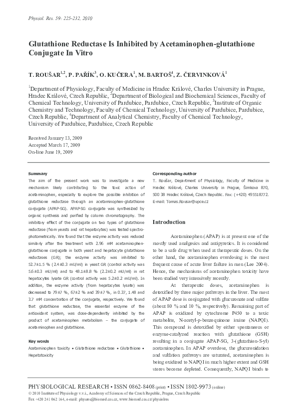 (PDF) Glutathione reductase is inhibited by acetaminophenglutathione