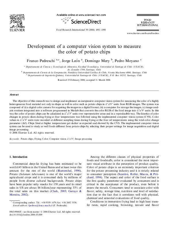 (PDF) Development of a computer vision system to measure the color of ...