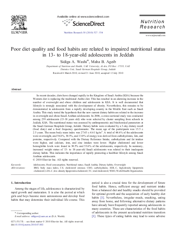 (PDF) Poor diet quality and food habits are related to impaired ...