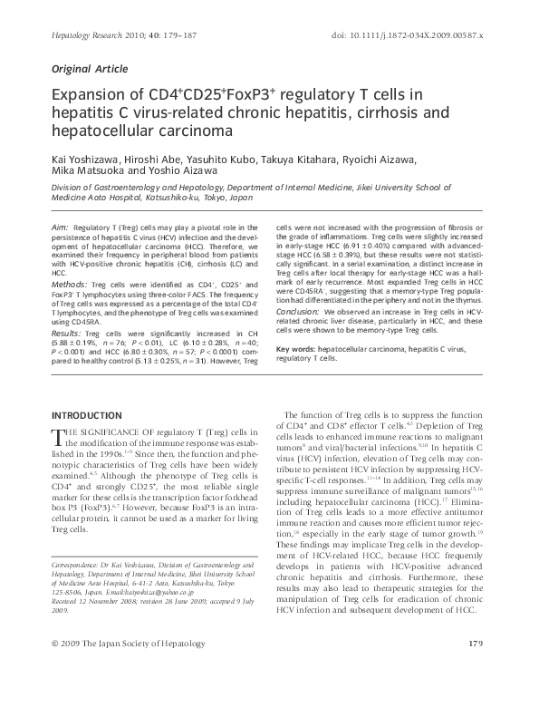 (PDF) Expansion of CD4 + CD25 + FoxP3 + regulatory T cells in hepatitis ...