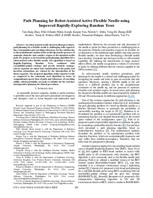 (PDF) Path planning for robot-assisted active flexible needle using ...