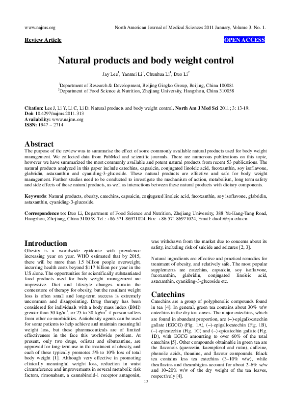 (PDF) Natural products and body weight control Jay Lee Academia.edu