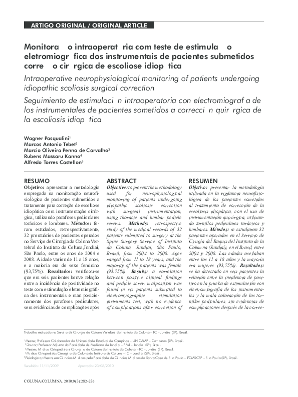 (PDF) Intraoperative neurophysiological monitoring during complex ...