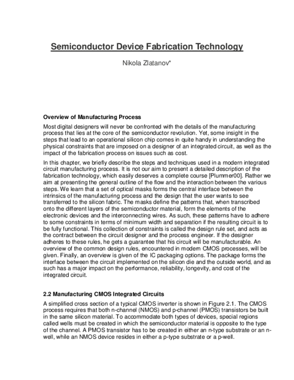 (PDF) Semiconductor Device Fabrication Technology Nikola Zlatanov