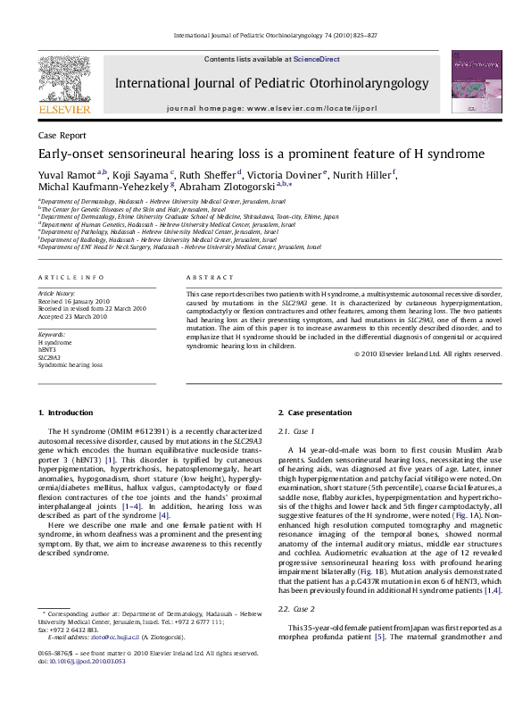 (PDF) Early-onset sensorineural hearing loss is a prominent feature of ...