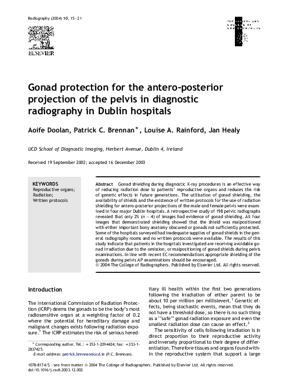 (PDF) Gonad protection for the antero-posterior projection of the ...