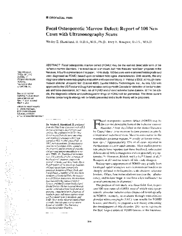 (PDF) Focal Osteoporotic Marrow Defect Report of 100 New Cases with