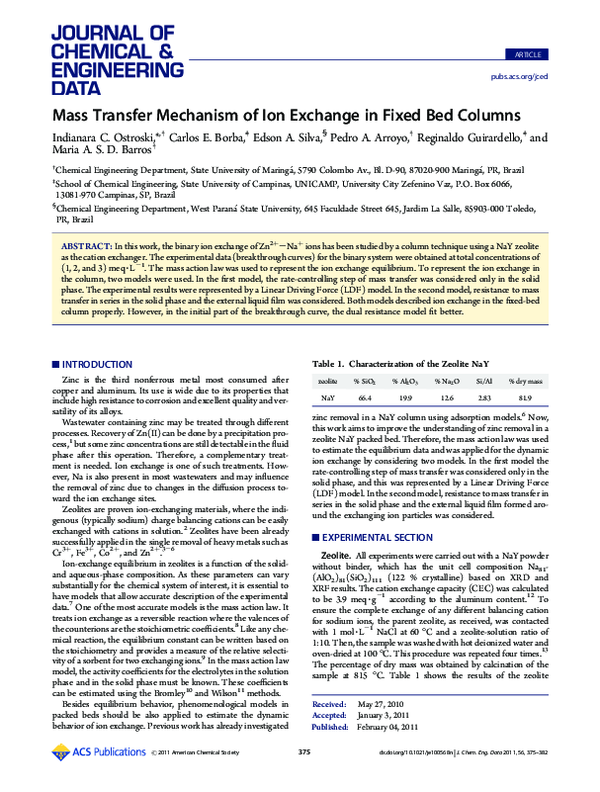 (PDF) Mass Transfer Mechanism of Ion Exchange in Fixed Bed Columns