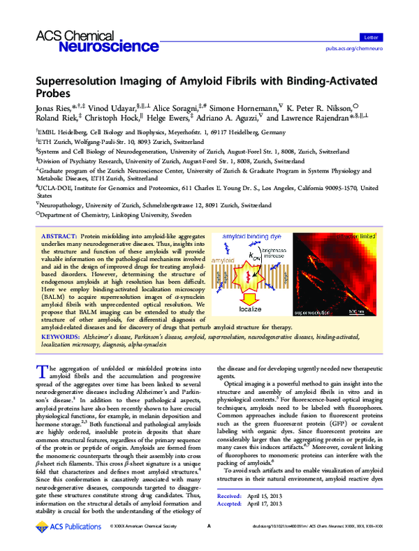 (PDF) Superresolution Imaging of Amyloid Fibrils with Binding-Activated ...