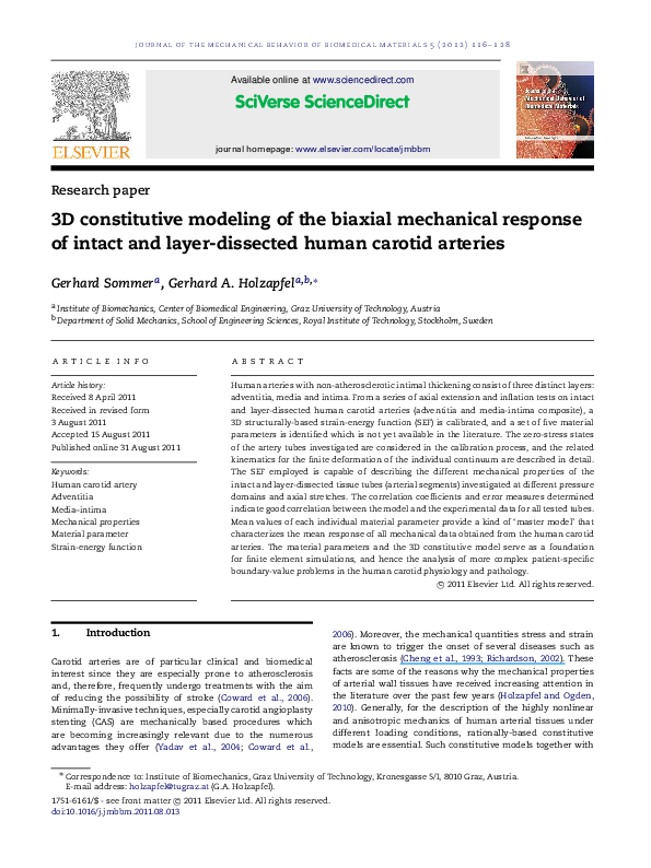 (PDF) 3D constitutive modeling of the biaxial mechanical response of ...