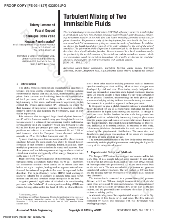 (PDF) Turbulent Mixing of Two Immiscible Fluids