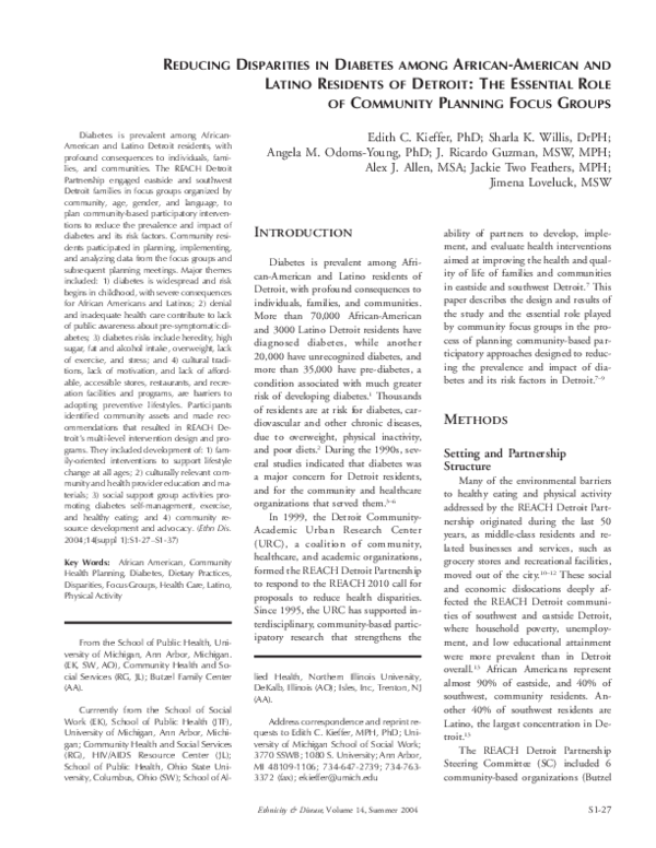 (PDF) Reducing disparities in diabetes among African-American and ...