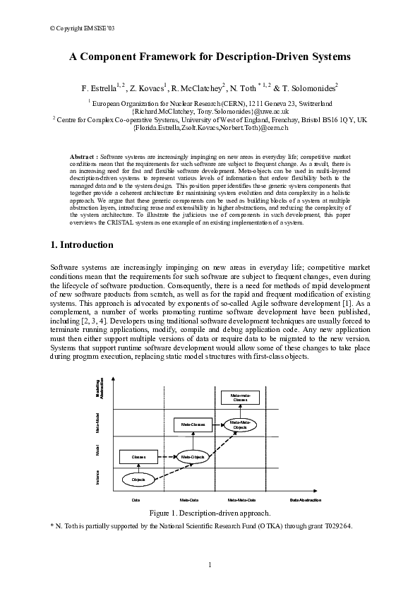 (PDF) A Component Framework for Description-Driven Systems