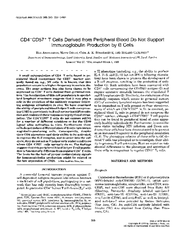 (PDF) CD4+CD57+ T Cells Derived from Peripheral Blood Do Not Support ...