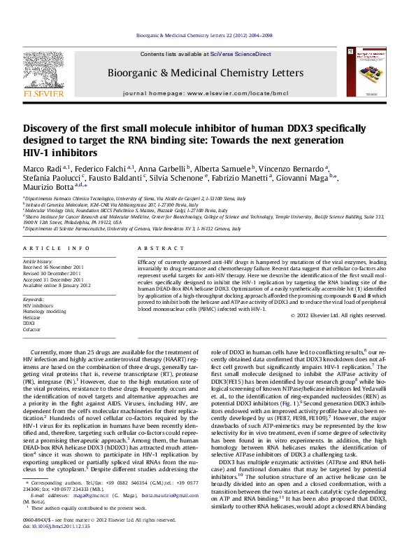 (PDF) Discovery of the first small molecule inhibitor of human DDX3 ...